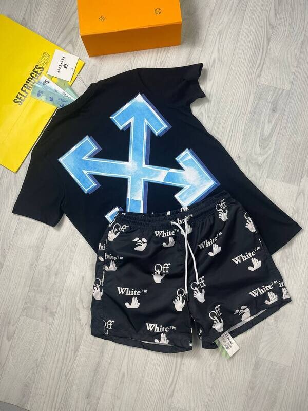 Off-White Top Tshirt Shorts Sets Arrow X T-shirt Black Sale UK