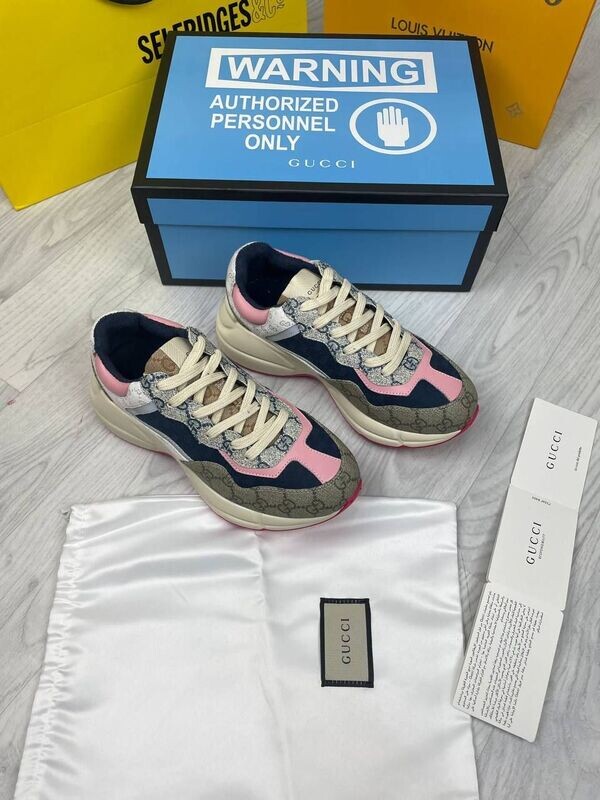 Gucci Women's GG Rhyton Sneakers Gucci Women Sneakers AAA Replica Designer Beige Pink Shoes Sale UK Woman First Copy Rep Cheap Price Fake Reps Running Shoe 1st Copies Trainers Luxury Trainer Lady Joggers Brand Logo Double GG Dupe Casual Fashion Runners Original Duplicate