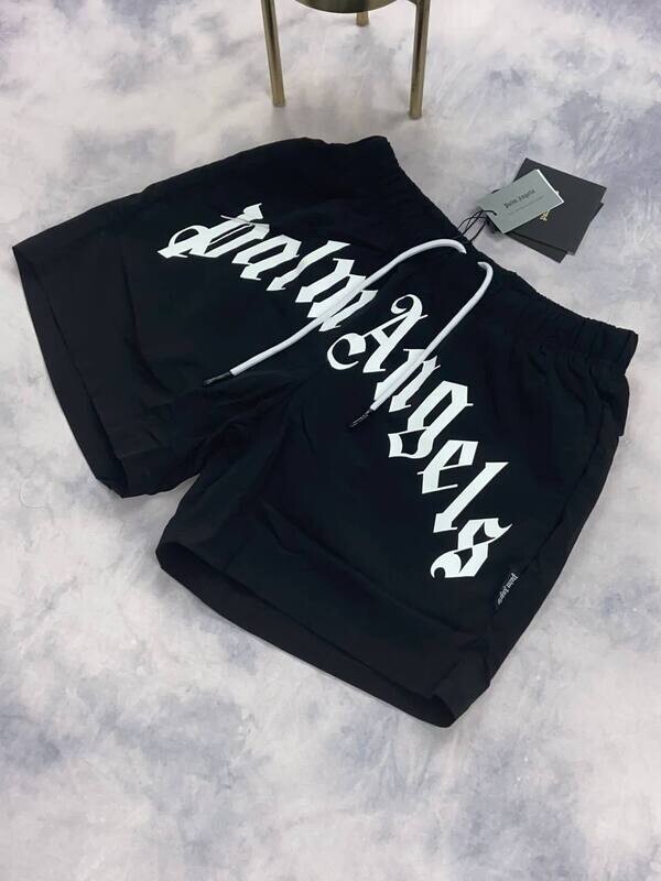 Palm Angels Casual Curved Logo Swim Shorts Palm Angels Men's Women's Designer Black Swim Shorts Reps Sale UK Men Women First Copy Replica Swimming Short Man Woman Cheap Price Cargo Pants Fake Rep 1 to 1 Joggers 1st Copies Fake PA Luxury Brand Curved Logo 1:1 AAA Duplicate
