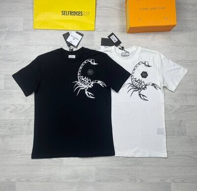 Philipp Plein Scorpion Print T-Shirt White & Black Philipp Plein Scorpion Print T-Shirt White & Black