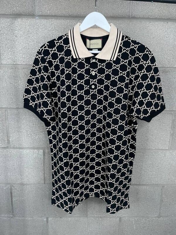 Gucci Men Women GG Logo Designer Polo Shirts Black AAA Sale UK Man Woman Replica Luxury Polos Shirt Fake Reps Cheap Price Brand Monogram Double G Half Sleeves Web Collar Gents Lady Boys Girls Fashion Rep First Copies Clothing Cotton
