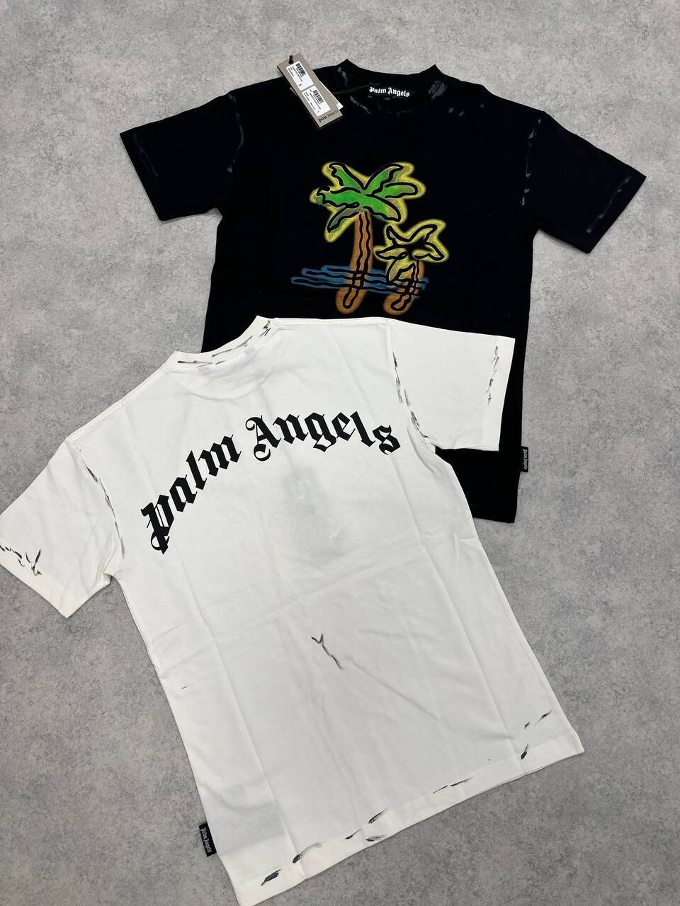 Palm Angels Men's Women's Neon Tree Black White Tshirt Fake Rep Sale UK Men Women First Copy Reps T-shirt Man Woman 1st Copies Cheap Price T Shirt Fakes Replica T-shirts 1:1 PA Luxury Brand Logo Tshirts 1 to 1 Tee Shirts AAA Duplicate