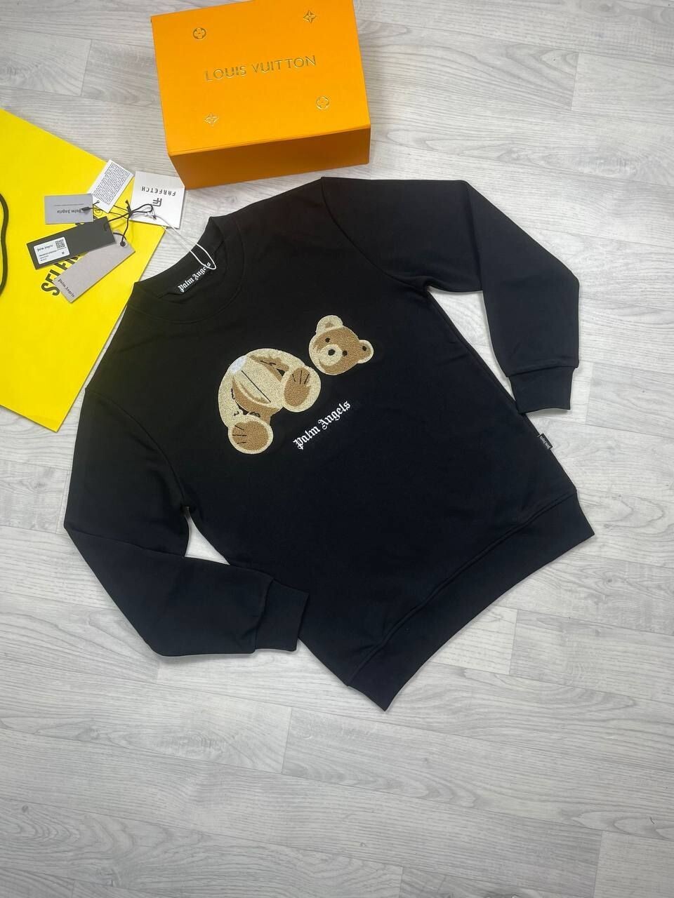 Palm Angels Men's Women's Designer Black Jumpers Fake Reps Sale UK Man Woman First Copy Replica Cheap Price Fakes Rep Kill The Bear Knit Jumper Men Women Sweatshirts 1st Copies PA Brand Logo 1:1 Full Sleeves Knitwear 1 to 1 AAA Duplicate