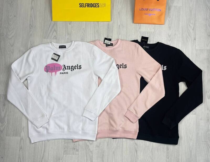 Palm Angels Paris Sprayed Logo Jumper Palm Angels Paris Men's Women's Spray Black White Pink Jumpers Fake Rep AAA Sale UK Man Woman First Copy Cheap Price Fakes Reps Knit Jumper Men Women Designer Sweatshirts Replica 1st Copies PA Brand Logo 1:1 Full Sleeves Knitwear 1 to 1 Duplicate