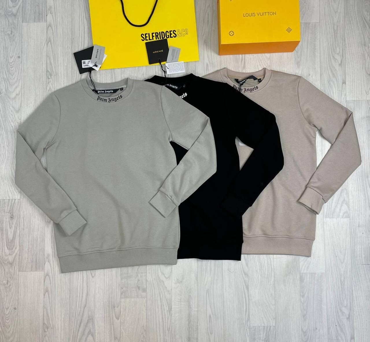 Palm Angels Men's Women's Black Grey Beige Knitted Jumpers Fakes Rep Sale UK Man Woman First Copy Replica Cheap Price Fake Reps Crew Collar Knit 1:1 Jumper Men Women Full Sleeves Knitwear 1st Copies PA Brand Logo Sweatshirts 1 to 1 AAA Duplicate