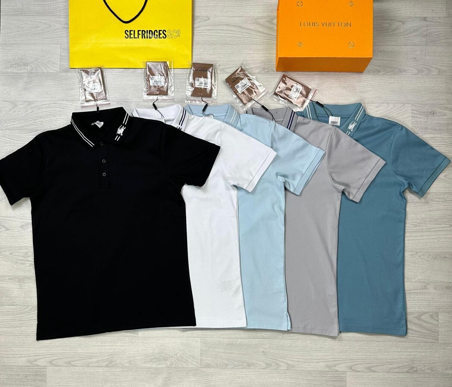 Burberry Ice Silk Stripe Polo Shirts in Multiple Colors