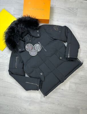 Moose Fur Hoodie Padded Jackets in Black Color Moose Fur Hoodie Padded Jackets in Black Color