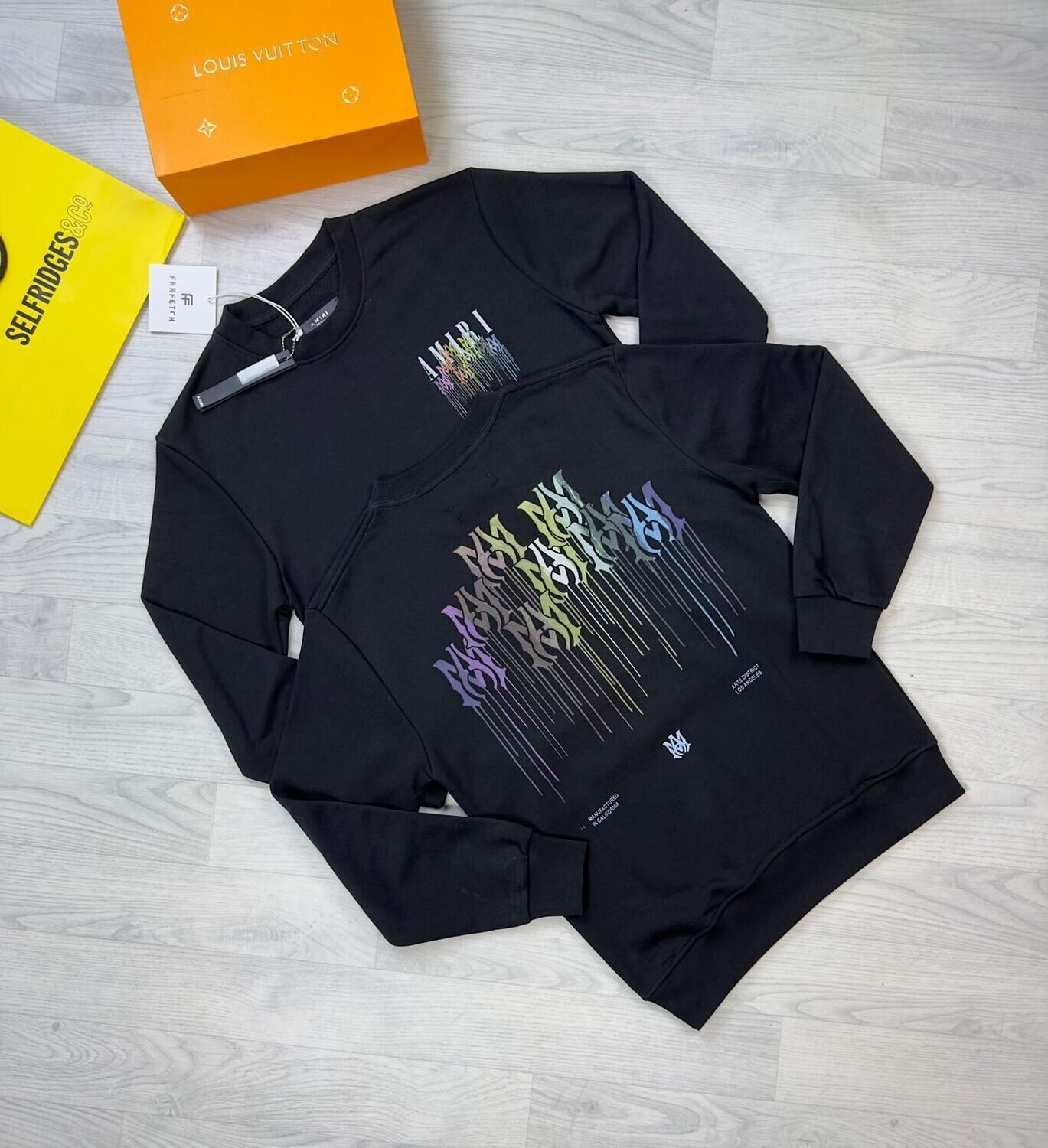 Amiri Men's Women's Jumpers Sweatshirt Reps Fashion Cotton Paint Drip Logo Top Crewneck Jumper Replica First Copy Mens Womens Full Sleeve Boys Girls Cheap Sweaters Rep Men Women Fake Black Sale UK