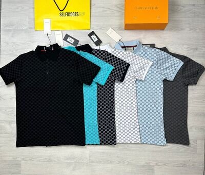 Gucci Men's Women's Fake Reps Designers Black White Cadet Blue Grey Polo Shirts Sale UK Man Woman First Copy Polos Shirt Cotton Cheap Price Men Women Replica AAA 1st Copies Rep Luxury Unisex Clothing Brand Logo Fashion Original Duplicate Double G