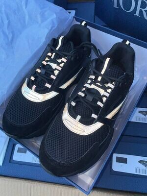 Christian Dior Trainer b22 Sneakers Black and White Reflective Runners Blue Silver Diors Rep Trainers
