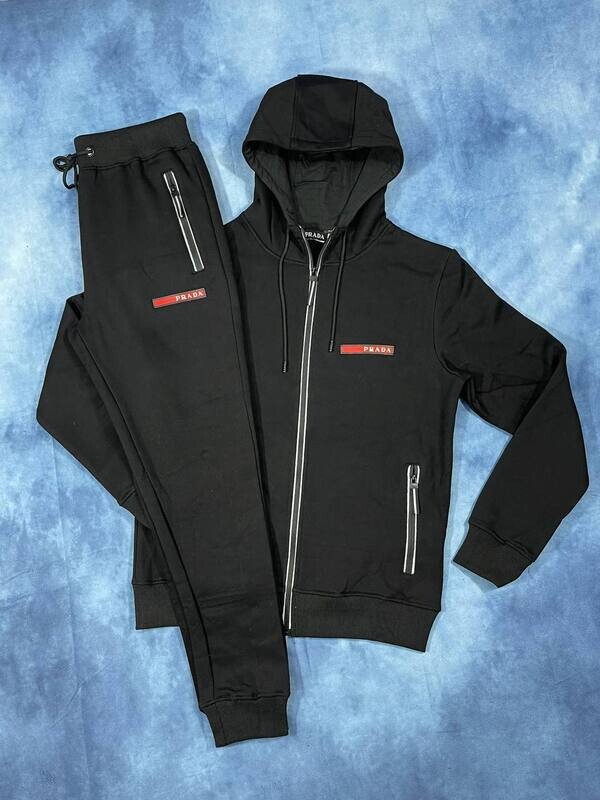 Prada Milano Hooded Logo Printed Tracksuit Prada Milano Men's Women's Replica Black Tracksuit Fake AAA Sale UK Men Women Cheap Price Hoodie Tracksuits First Copy Reps Man Woman Pullover Hooded 1st Copies Fakes Rep 1:1 Luxury Brand Logo 1 to 1 Designer Sportswear Duplicate