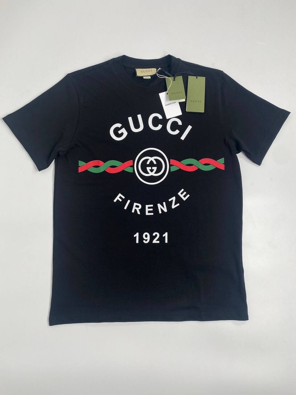 Gucci Firenze 1921 T-shirt AAA Replica Men's Women's Black Sale UK Man Woman First Copy Cheap Price Reps T-shirts Unisex Tee Shirt 1st Copies Designers Brand Logo T Shirt Luxury Half Sleeves Designer Cheaper Tshirts GG Authentic 
