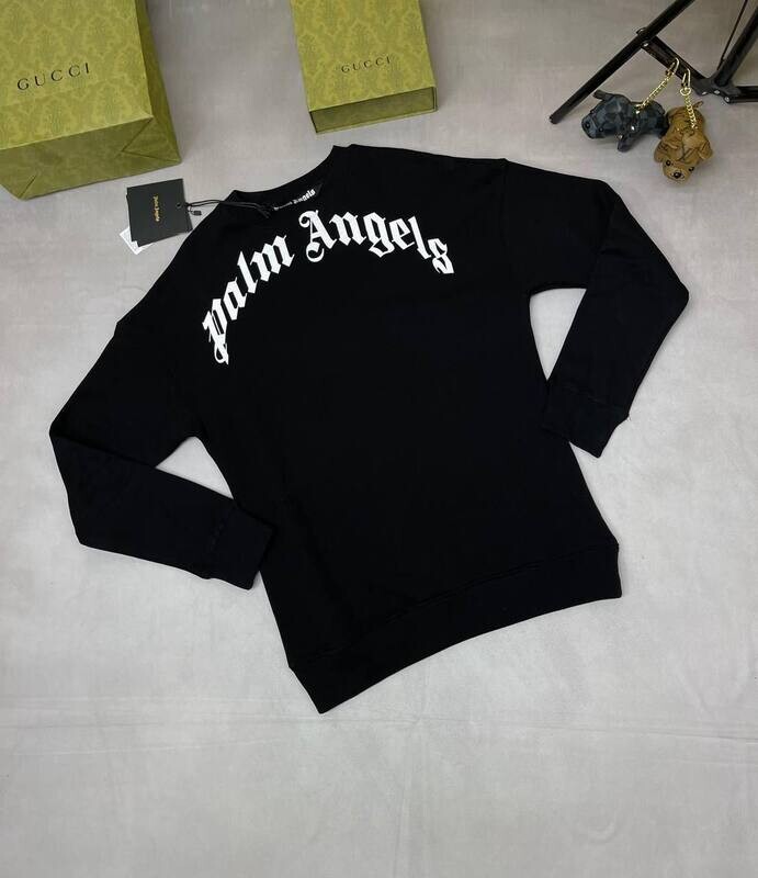 Palm Angels Curved Logo Crew Neck Jumpers Palm Angels Men's Women's Fake Replica Black Knitted Jumper Sale UK Man Woman First Copy Cheap Price 1:1 Rep Jumpers 1st Copies Men Women Fakes Reps Full Sleeves Knitwear PA Brand Curved Logo Sweatshirts 1 to 1 AAA Duplicate