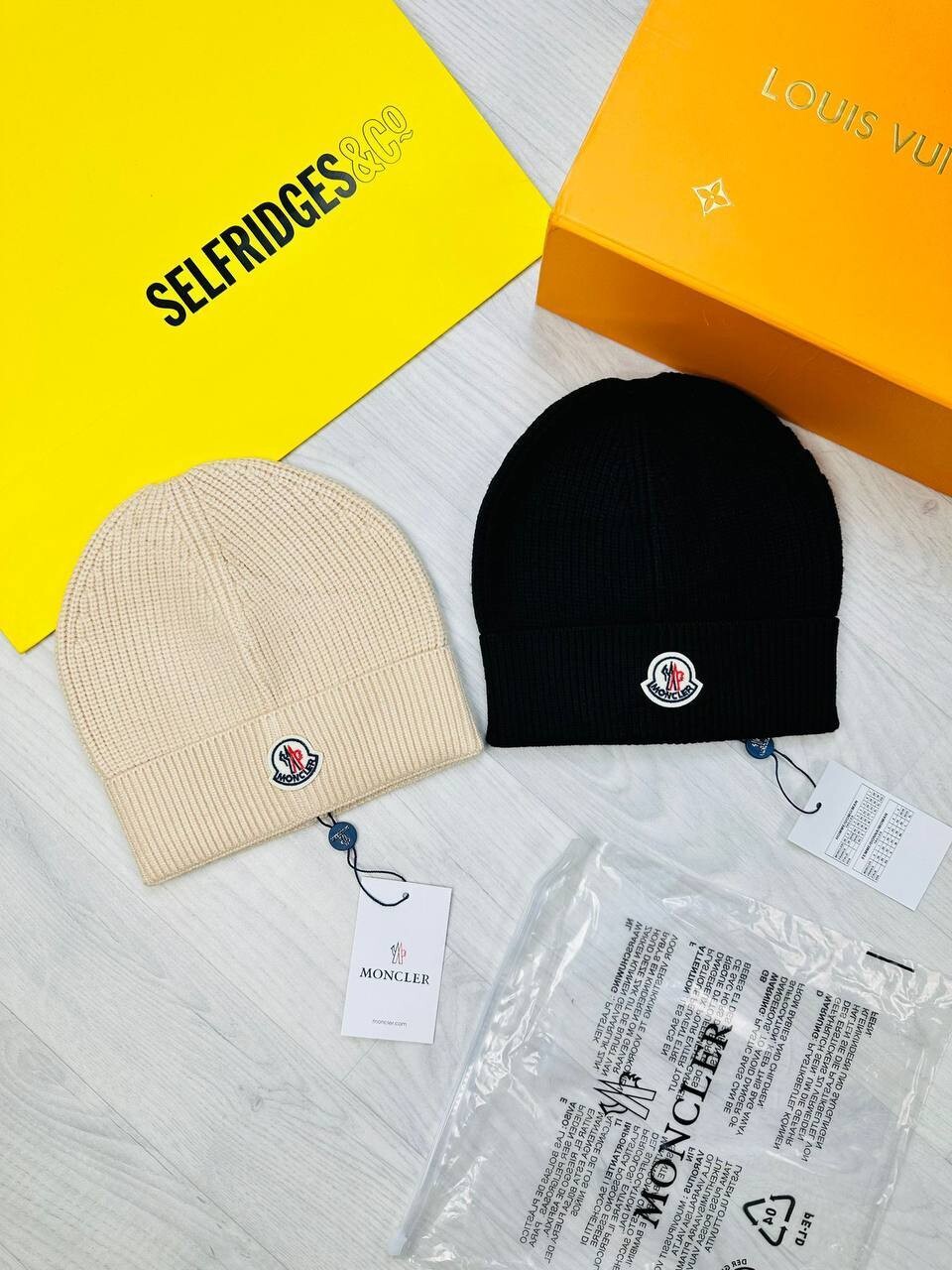 Moncler Hats Men's Women's Kids Replica Logo Printed Men Women Toddlers Reps Skull Hooded Knitted Rep Beanie Fake Wooly Cap Nylon Fabric Cashmere First Copy Hat Winter Black Beige Sale UK Cheap Price