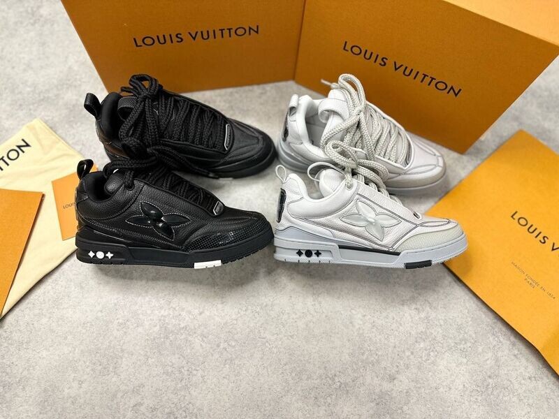 Louis Vuitton Men LV Low Skate Trainers Louis Vuitton Men's Low Skate LV Sneakers Reps Black White Shoes Sale UK Man First Copy Rep Sneaker Men Cheap Price Trainer Mens 1st Copies Brand Logo Fake Designer Shoe 1:1 Fakes Replica Luxury Boys Sports Trainers 1 to 1 AAA Duplicate
