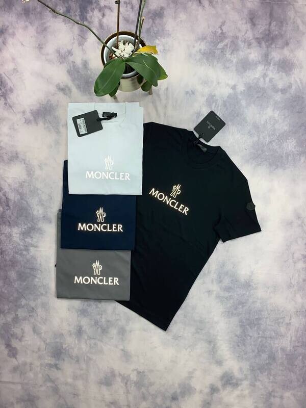 Moncler Men Women T-shirt Reps Logo Half Sleeve Replica Men's Women's Tshirts Rep Cheap T-shirts Cotton T Shirts Round Neck Fake Tee Shirt First Copy Tshirt Black Navy Blue Grey Sky Blue Sale UK