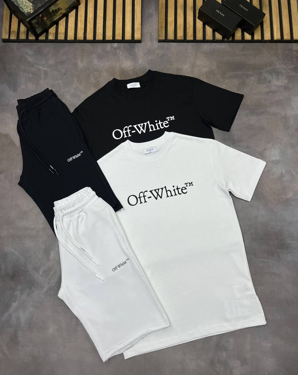 Off-White T-shirts Shorts Sets Replica Black Sale UK
