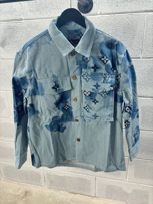 LV Denim Monogram Mng Mens Designer Overshirt Men Cheap Fake Replica Men's Navy Overshirts Mans Over Shirt Man Reps For Sale UK
