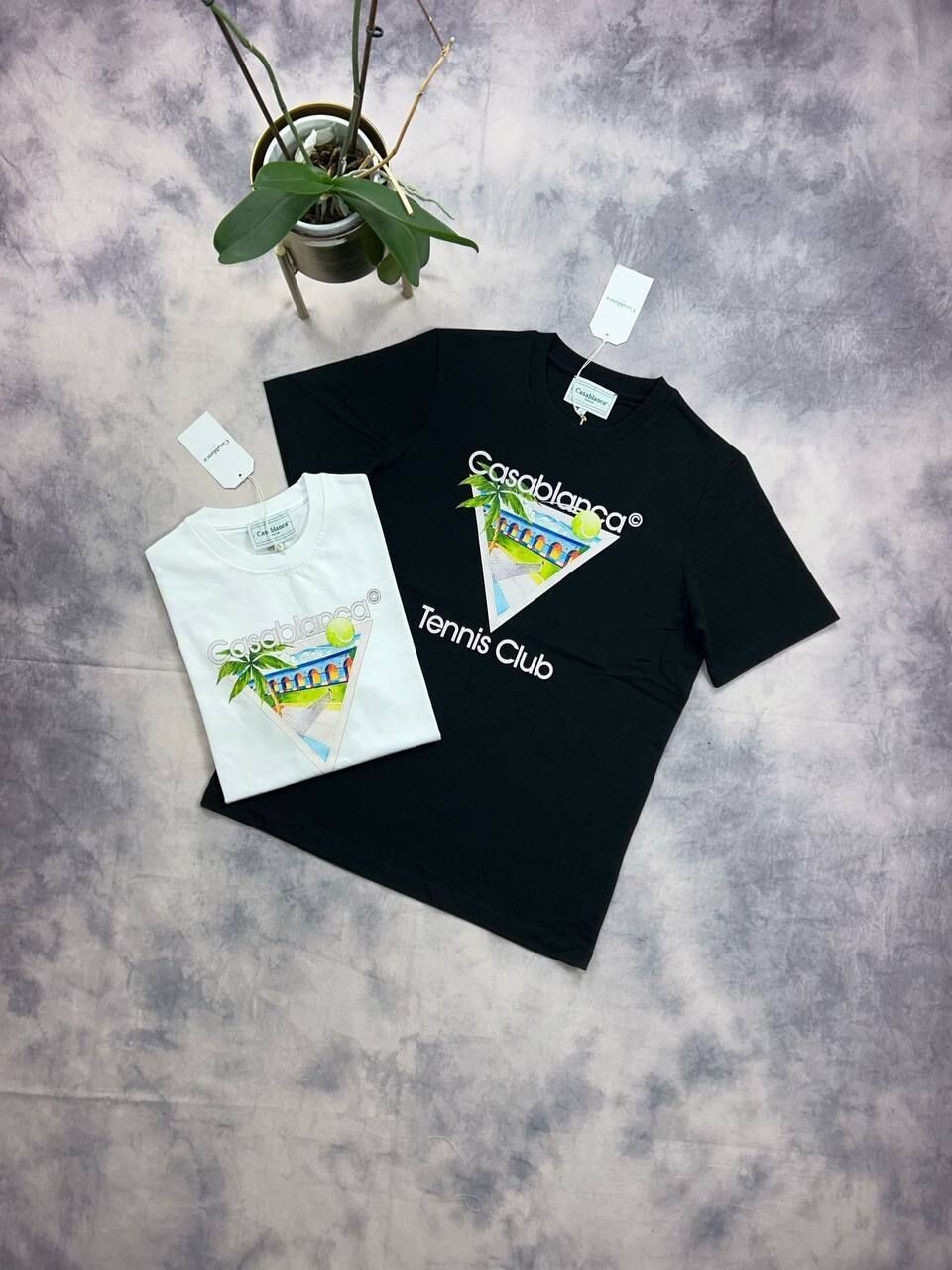 Casablanca Tennis Club Icon T-Shirt In Black And White Colors Slim Fit Cheaper Graffiti T-Shirt In Replica T Shirt For Men Tee Shirts T-Shirts Fake Cheap Rep Woman Reps T.Shirt T.Shirts Mens Womens Men's Women's First Copy Logo Unique  Graphic Print Designs Ladies Best Short Sleeves

