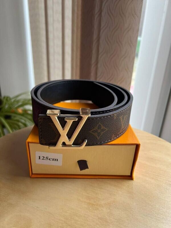 Louis Vuitton Monogram Brown Men Women Rep Golden Buckle Belt