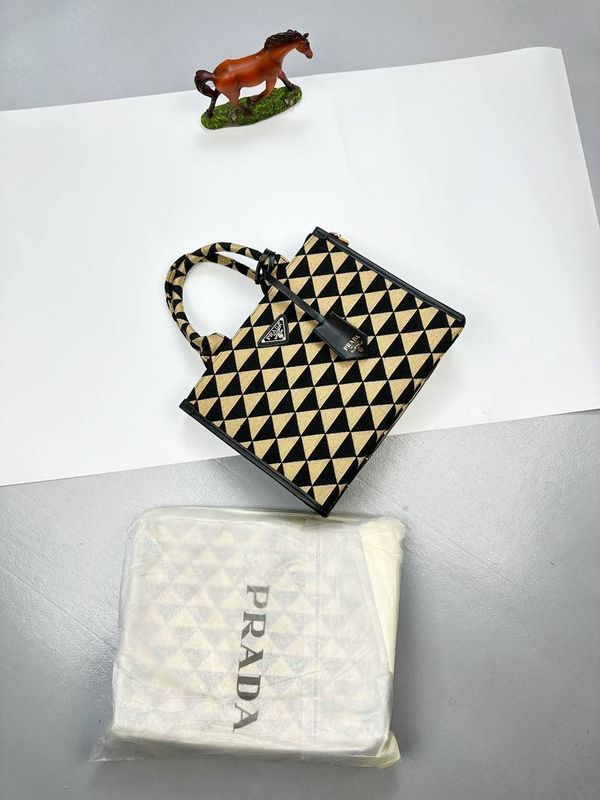 Prada Milano Symbole Embroidered Mini Tote Bag Prada Milano Women's Symbole Embroidered Black Beige Tote Bag Rep Sale UK Woman First Copy Replica Mini Handbag Women Cheap Price Totebag 1st Copies Fakes Reps 1:1 Luxury Canvas Bags 1 to 1 Brand Logo Woven Shoulder Purse Fake AAA Duplicate