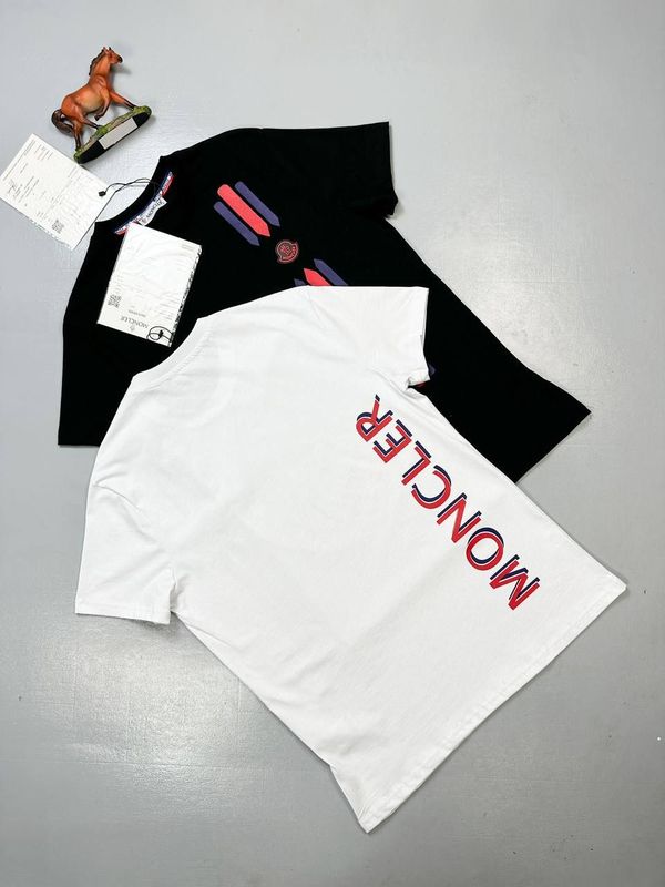 Moncler Stripe Logo T-Shirts Black White Sale UK Moncler Stripe Logo T-Shirts Black White Sale UK