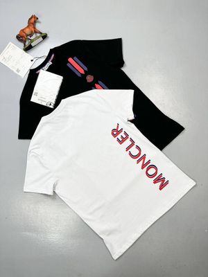 Moncler Stripe Logo T-Shirts Black White Sale UK Moncler Stripe Logo T-Shirts Black White Sale UK