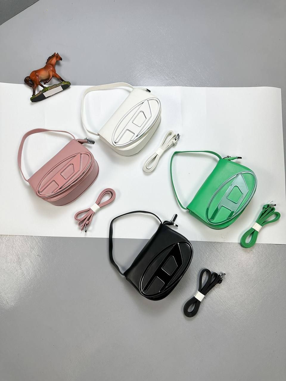 Diesel Leather Women's Mini Bag Long Strap Black White Pink Green Sale UK