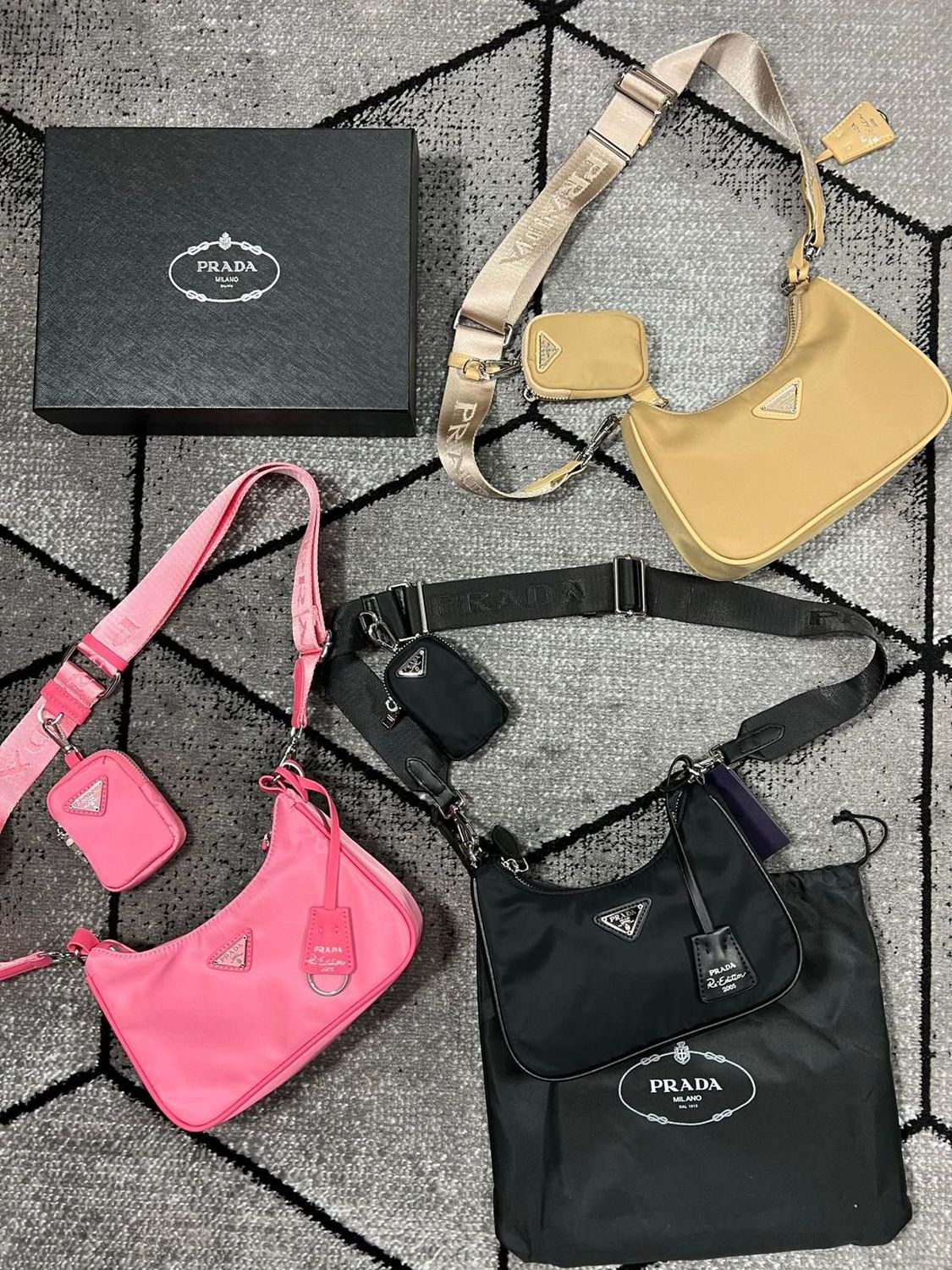 Prada Milano Women Re-Edition 2005 Crossbody Bag Black Beige Begonia Pink AAA Sale UK Woman First Copy Replica Shoulder Bags Women's Cheap Price 1st Copies Designer Fake Reps 1:1 Re-Nylon Luxury Canvas Leather Purse 1 to 1 Brand Logo Fakes Rep Duplicate Padded