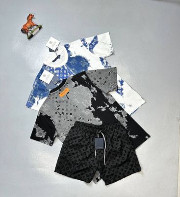 Louis Vuitton Men Splash Monogram Black White T-shirts Shorts Set Sale UK Men's First Copy Reps Cheap Price Replica Fake T-shirt Short Sets Man Rep 1st Copies Man T Shirt Pant Luxury Fakes LV Brand Logo 1:1 Outfit Designer AAA Original 