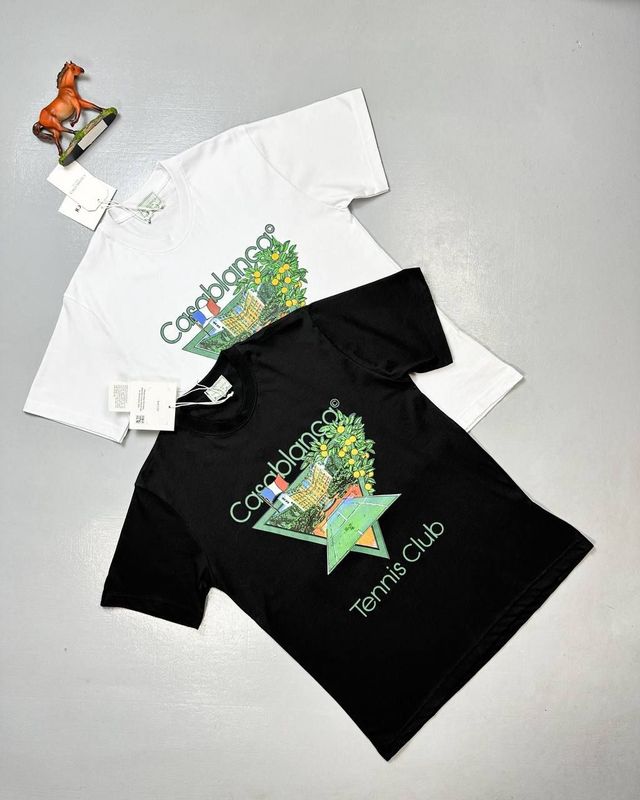 Casablanca Icon Tennis Club T-shirts Black White Sale UK