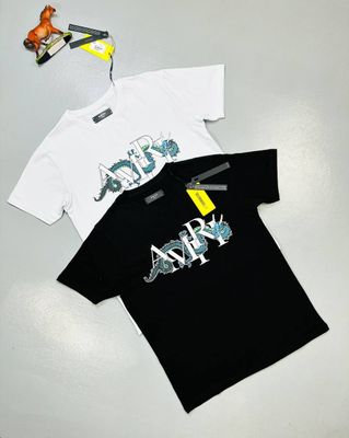 Amiri Dragon Logo Printed Cotton T-shirts Black White Sale UK