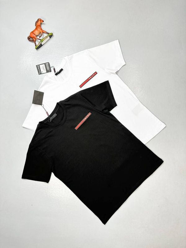 Prada Milano Crew Neck Cotton T-shirts Prada Milano Men's Women's Designer Black White T-shirts Reps AAA Sale UK Men Women First Copy Replica T-shirt Man Woman Fake Rep Tee Shirt 1st Copies Cheap Price Luxury T Shirts 1:1 Brand Logo 1 to 1 Tshirts Fakes Crewneck Tshirt Duplicate