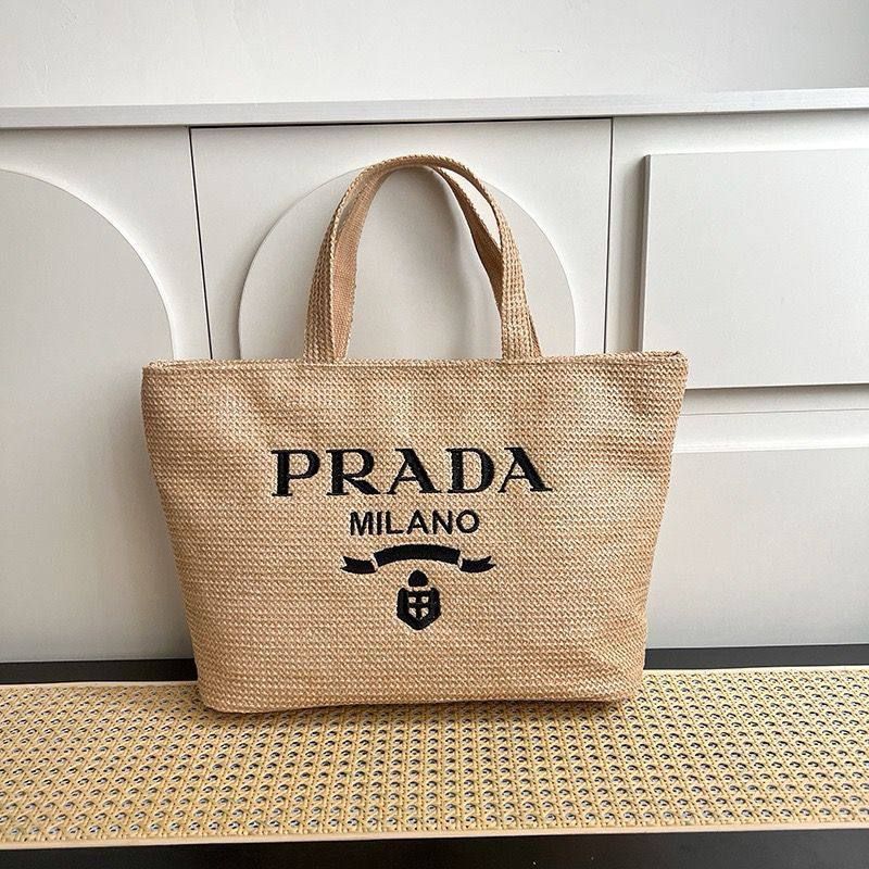 Prada Milano Woven Crochet Logo Tote Bag Prada Milano Women's Woven Crochet Tote Bags Brown Reps AAA Sale UK Woman First Copy Cheap Price Crossbody Bag Women Rep 1st Copies Fakes 1:1 Luxury Embroidered Canvas Totebag 1 to 1 Brand Logo Replica Shoulder Purse Fake Duplicate