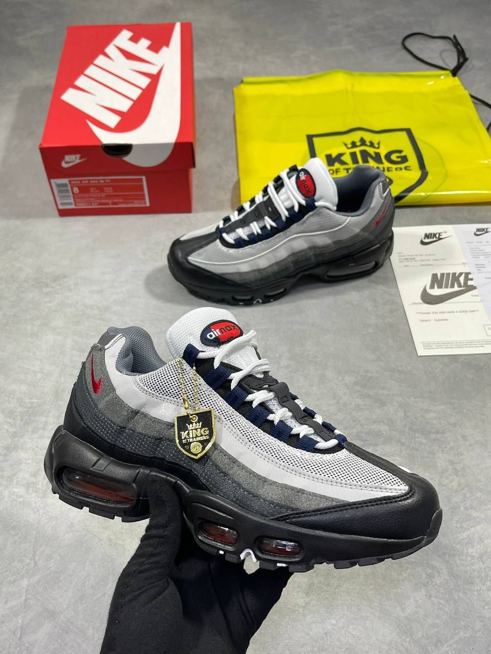 Nike Air Max 95 Men Trainers Track Red Smoke Grey Sneakers Reps Sale UK