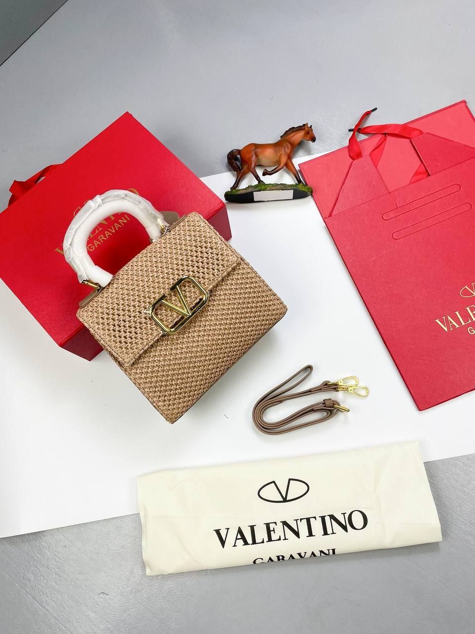 Valentino V Sling Women Tote Bags Top Handle Mini Beige Bag VLTN Luxury Designer Long Belt Sale UK