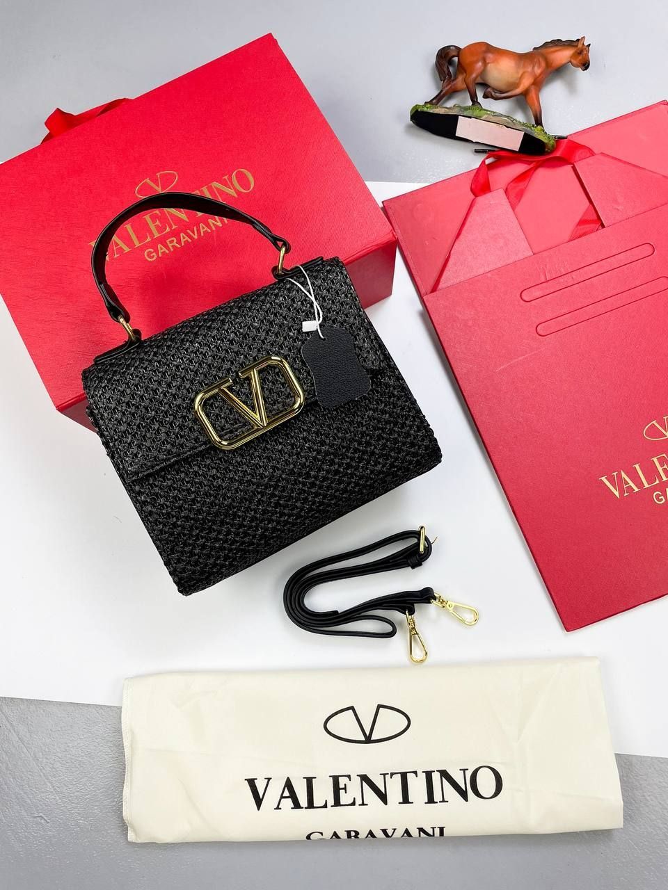 Valentino V Sling Women Mini Top Handle Designer Tote Bag VLTN Buckle Luxury Handbag Long Belt Shoulder Bags Black Sale UK
