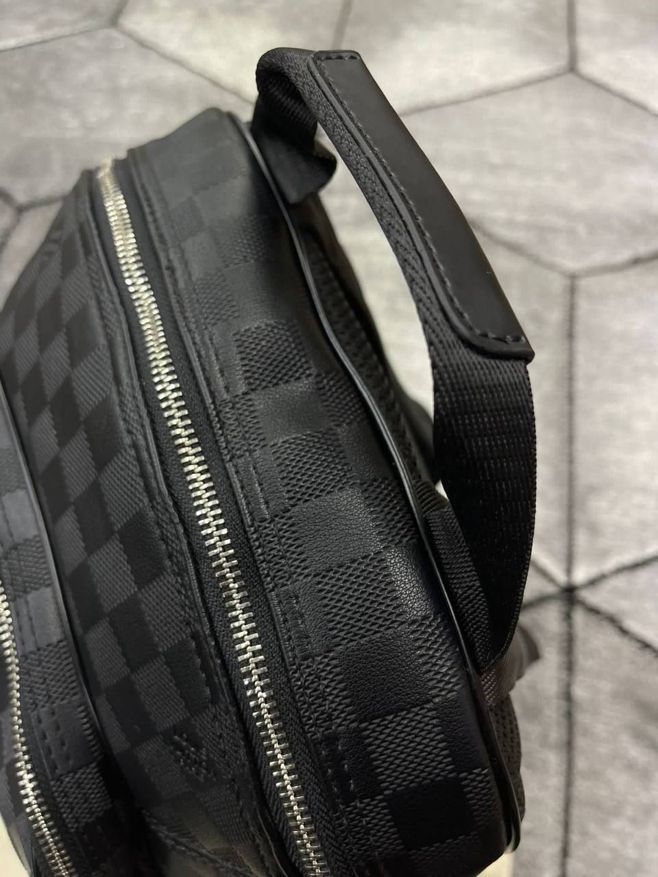 Louis Vuitton Men's Damier Graphite Backpack Black Grey Reps AAA Sale UK Men First Copy Rep Shoulder Michael Backpack Man Cheap Price Fake Crossbody Bags Designer Replica Fakes 1st Copies Luxury 1:1 LV Brand Logo Leather Long Belt Duplicate