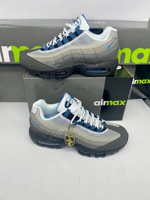 Nike Air Max 95 Grey Laser Blue (GS) For Men's Nike Men's Trainers Trainer 95s 95's 1:1 Grey Laser Blue UK Nikes Air Max 95 Men Mens Rep Replica Shoes Fake Man Mans Duplicate Sneakers Copy Cheap Sneaker Sale Reps MAX.95 Air.Max CJ3906-002 Dark Grey Cool Wolf GS (GS)