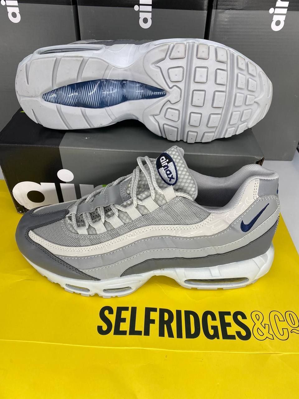 Nike Men's Trainers Trainer 95s 95's 1:1 Grey Midnight Navy	Nikes Air Max 95 Men Mens Rep Replica Shoes Fake Man Mans Duplicate Sneakers First Copy Cheap Sneaker Sale UK Reps MAX.95 Air.Max FD0663-001 Light AAA Best Quality