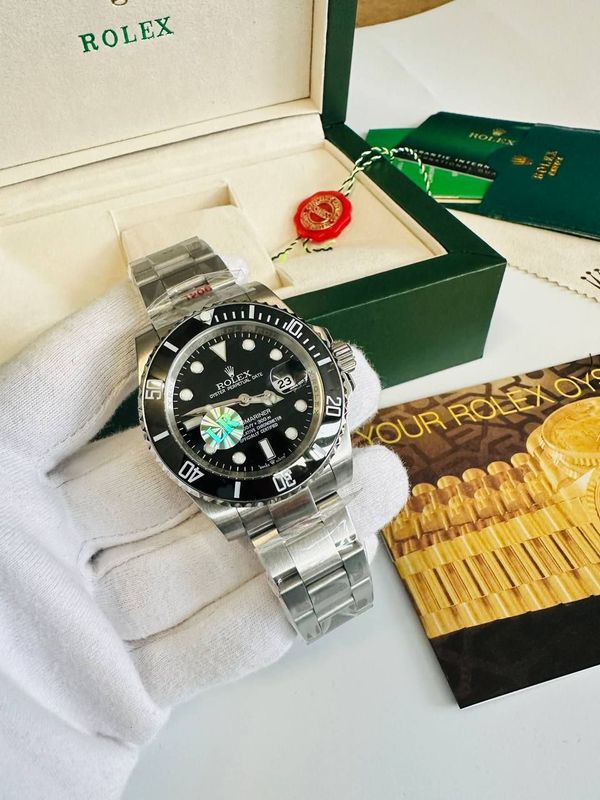 Rolex Submariner Black Dial with Silver Chain Strap Watch