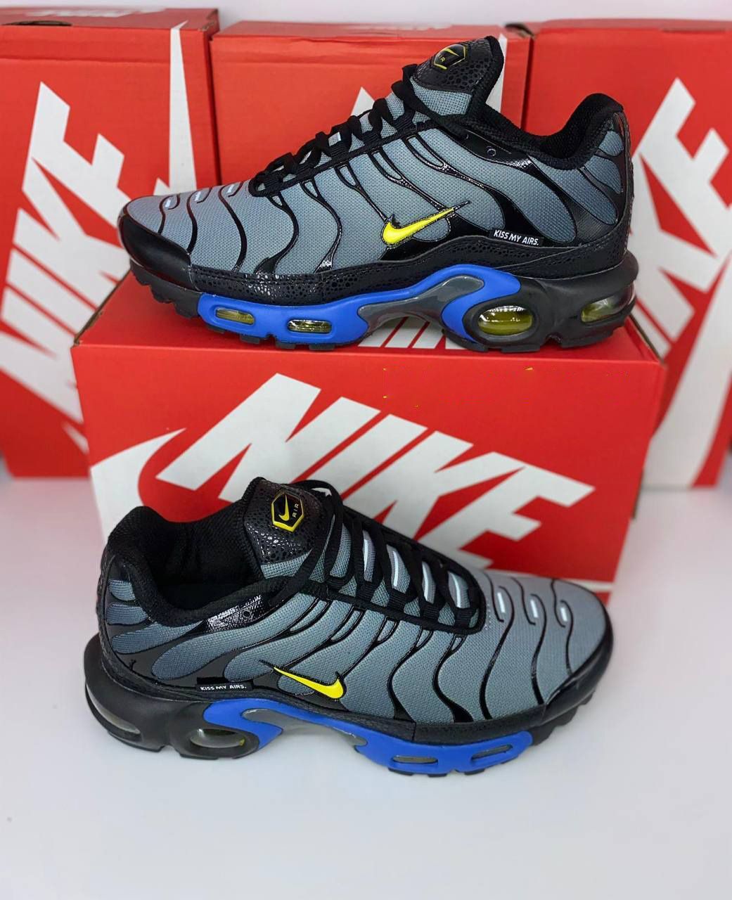 Nike Men's Trainers Trainer TNS TN's 1:1 Kiss My Airs Copies	Nikes Air Max Plus TN Men Mens Rep Replica Shoes Fake Man Mans Duplicate Sneakers Copy Cheap Sneaker Sale UK Reps MAX.TN Air.Max DJ4956-001 Grey Black Blue AAA 