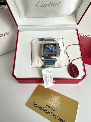 Santos De Cartier Large Stainless Steel Men's Watch in Blue Dial