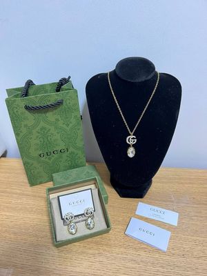 Gucci Women's GG Designer White Pearl Necklace Earrings AAA Sale UK Woman First Copy Replica Cheap Price Luxury Reps Jewellery Fashion 1st Copies Fakes Pendant Ladies 1:1 Fake Rep Jewlry Brand Logo Chain Necklaces Earrings Girls Duplicate 