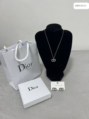 Christian Dior CD Iconic Silver Necklace & Earrings For Women
