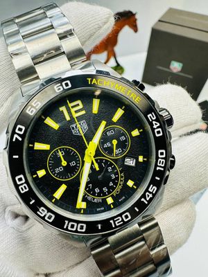 Tag Heuer F1 Formula 1 Chronograph Stainless Steel Yellow Dial with Silver Chain Strap