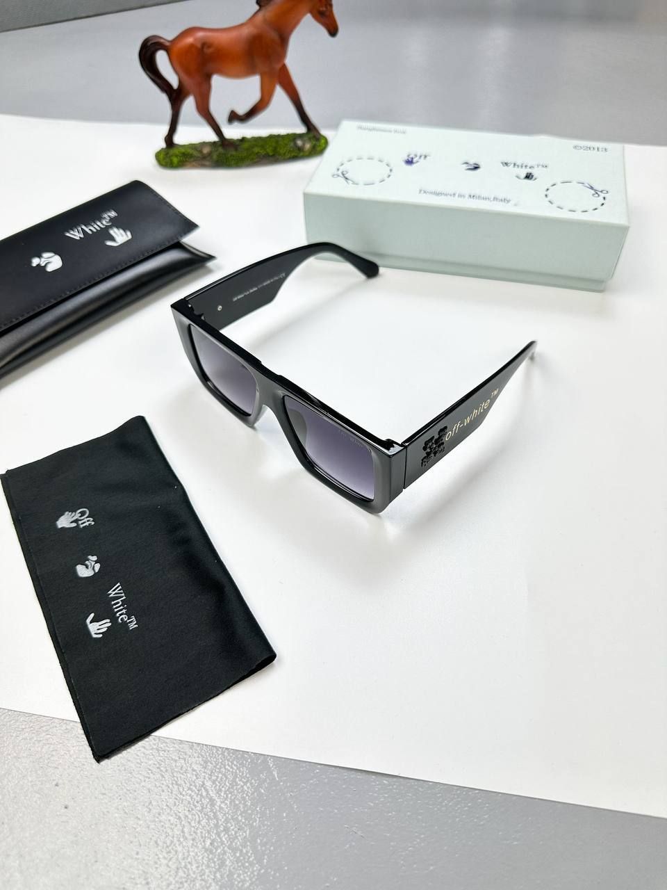 Off-White Virgil Black Grey Square Sunglasses, Logo Colors: Black Logo