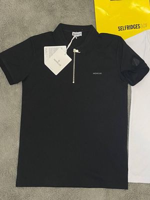 Moncler Men's Zip Polo Shirt in Black Color Moncler Men's Zip Polo Shirt in Black Color