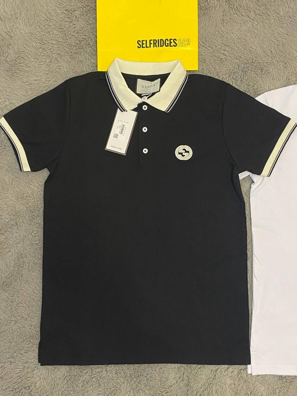Gucci Men's Women's Wool Cotton Jersey Polo Shirt, Colors: Black