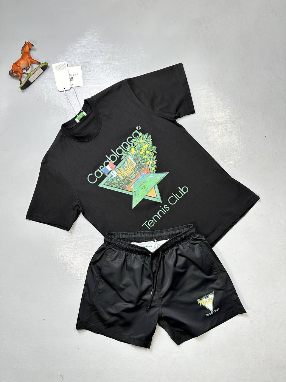CASABLANCA SHORTS AND T-SHIRT SET in Black Color